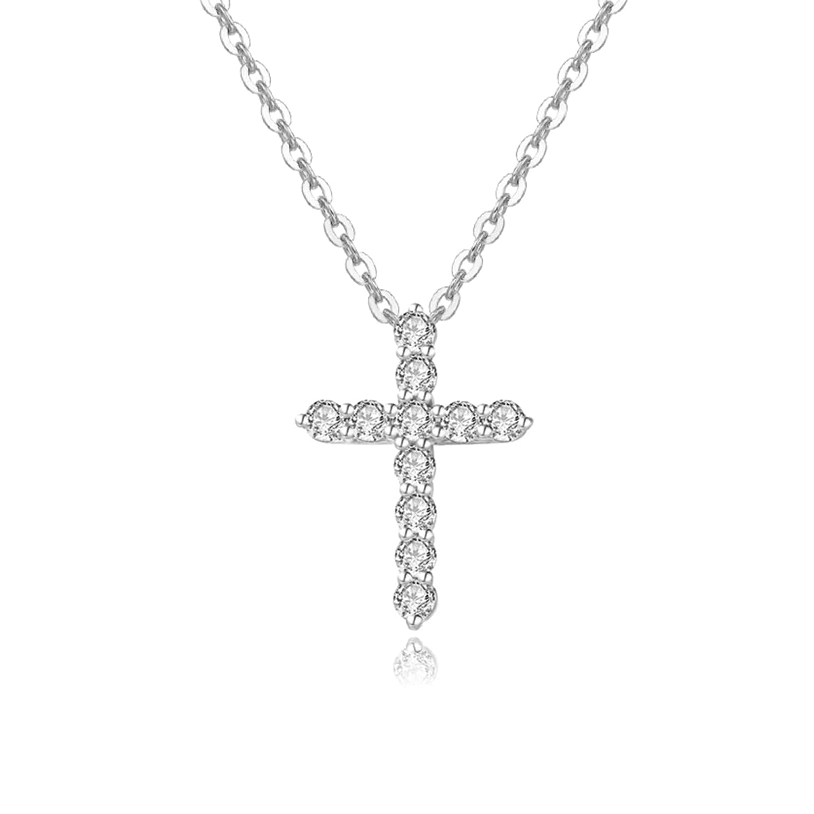 FANCIME "Mini Minnie" Diamond Cross 14K White Gold Necklace Main