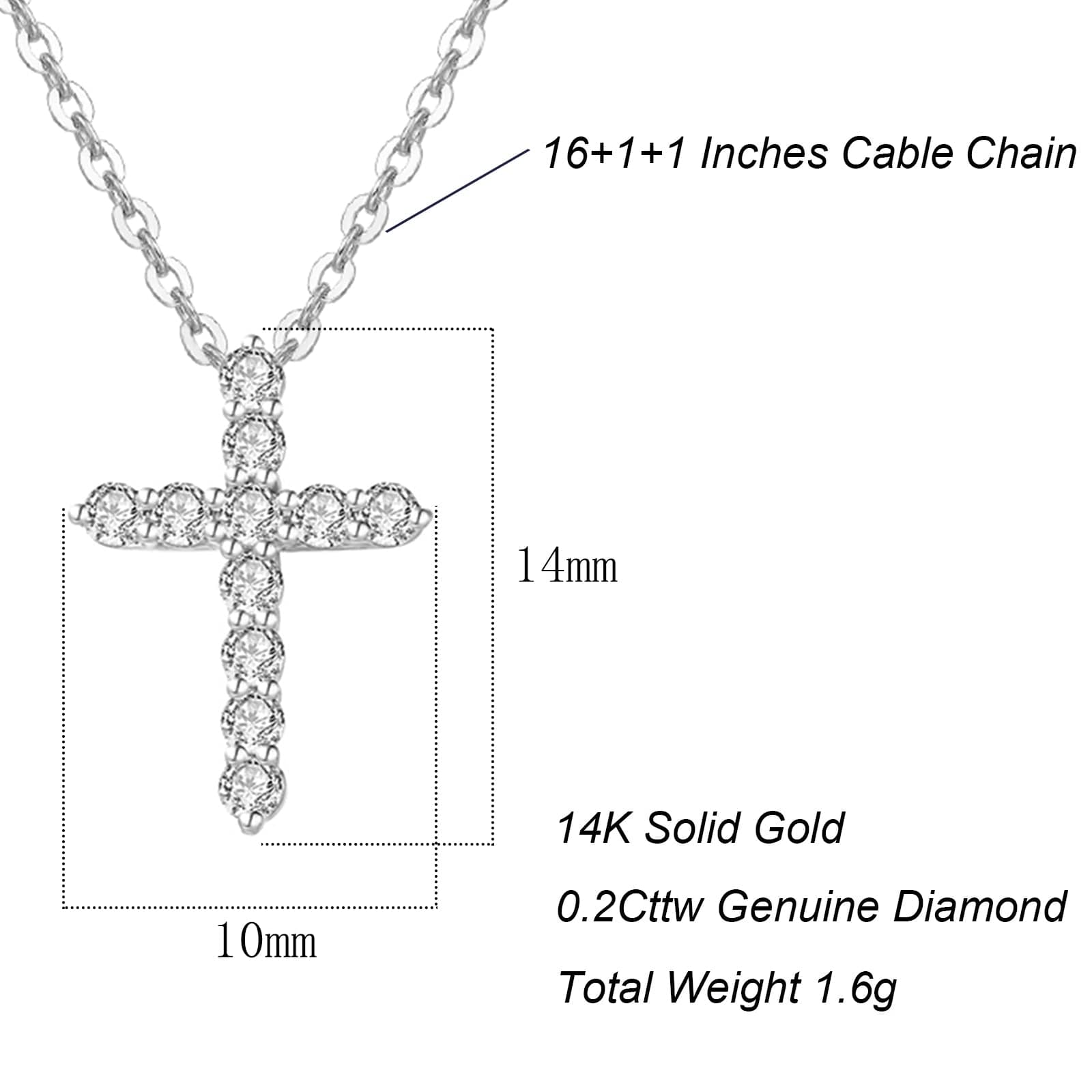 FANCIME "Mini Minnie" Diamond Cross 14K White Gold Necklace Size