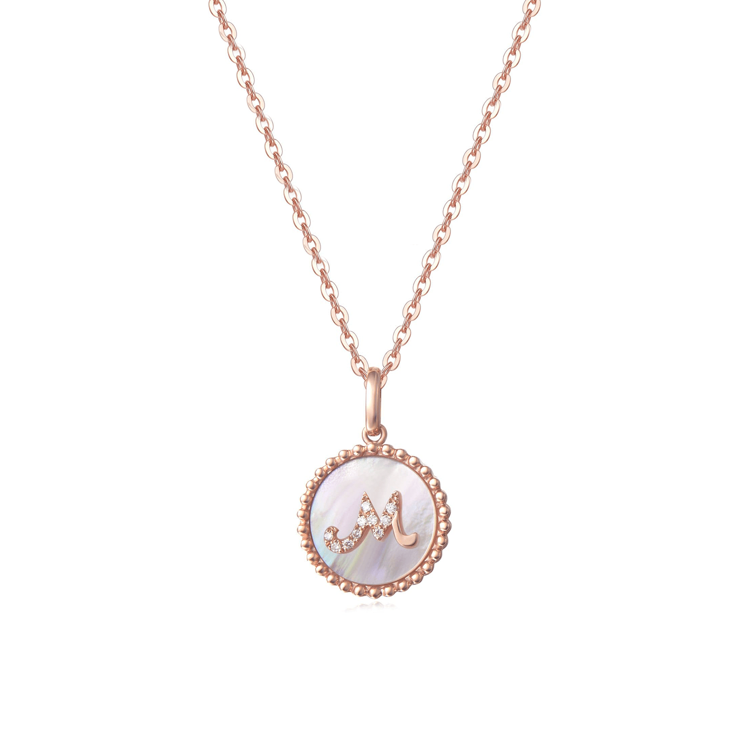 FANCIME Letter Initial Dainty 14K Rose Gold Necklace M Main
