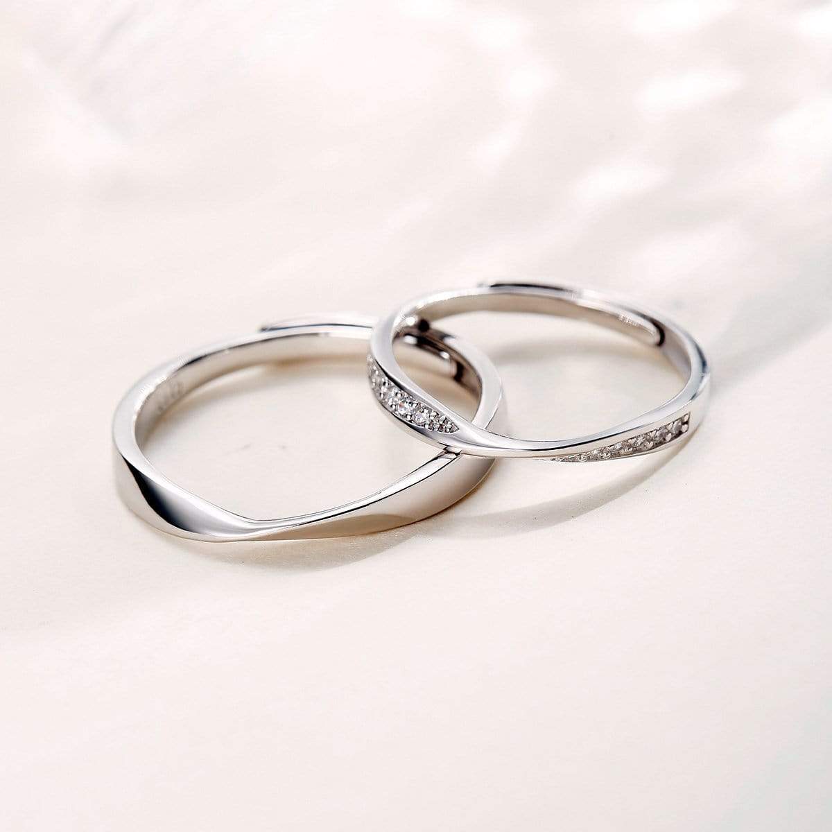 FANCIME "Connected" Couples Band Sterling Silver Rings Show