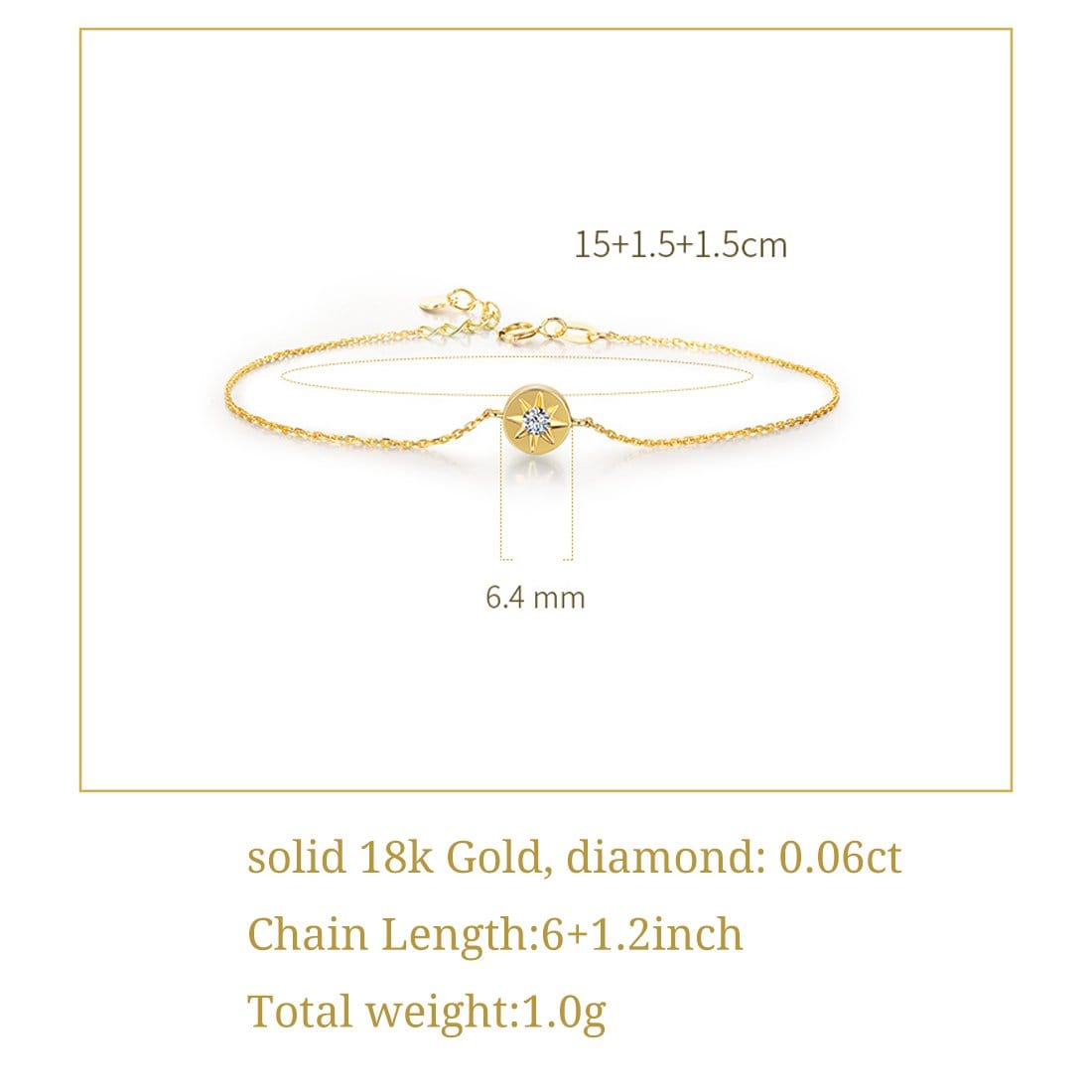 FANCIME Diamond Hope 18K Yellow Gold Bracelet Size