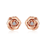 FANCIME "My Rose" Diamond Rose 14k Rose Gold Stud Earrings Main