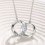 FANCIME "Together" Interlocking Ring Sterling Silver Necklace Female