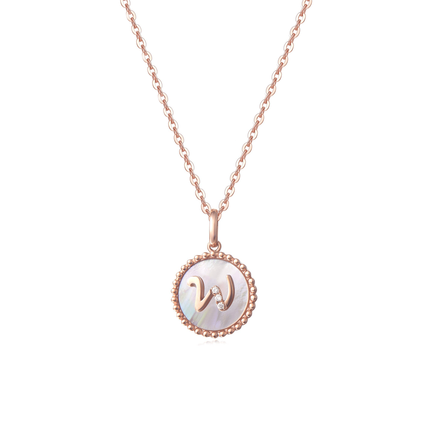 FANCIME Letter Initial Dainty 14K Rose Gold Necklace W Main