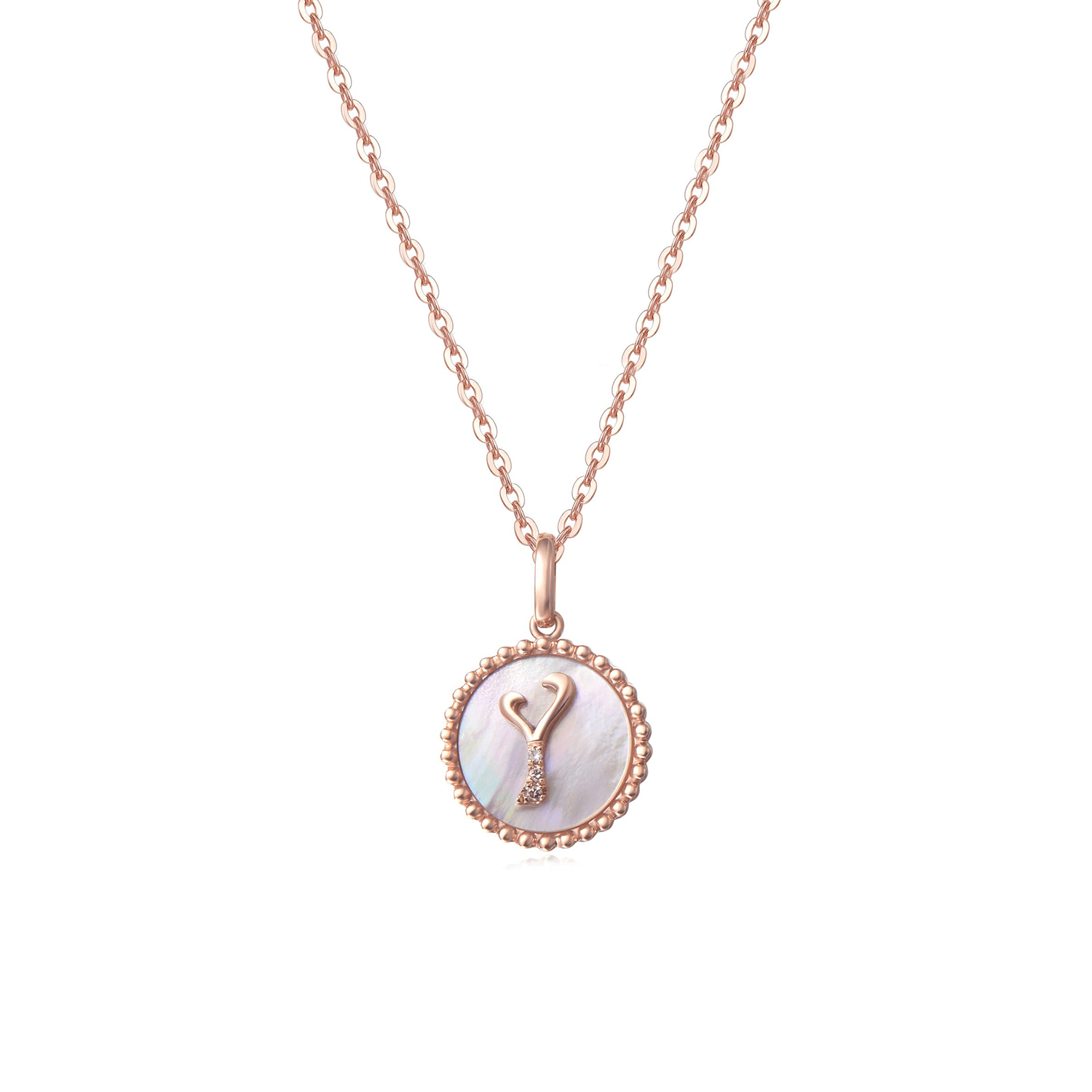 FANCIME Letter Initial Dainty 14K Rose Gold Necklace Y Main
